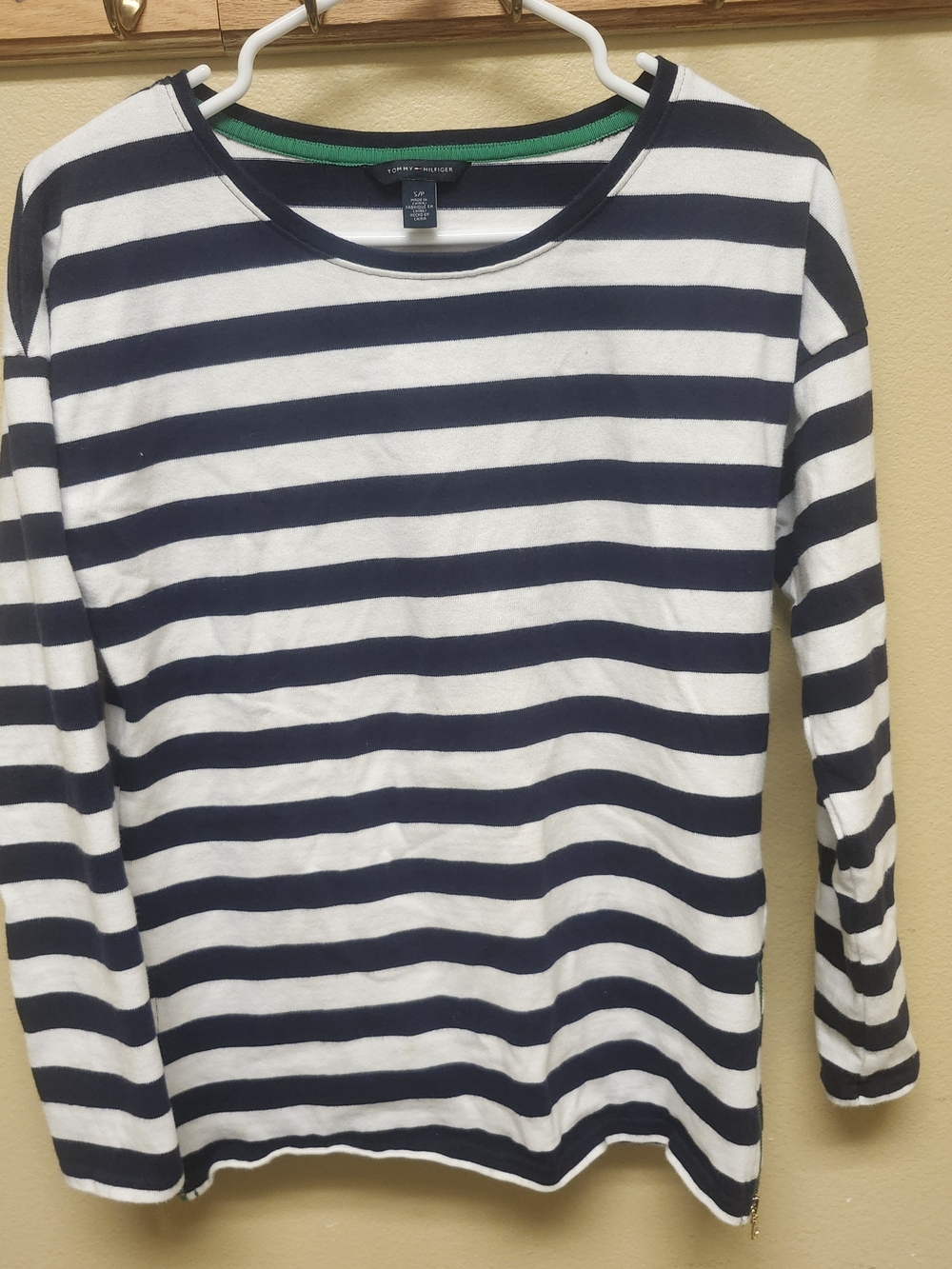 Tommy Hilfiger Striped Long Sleeve Top Blue & White Small